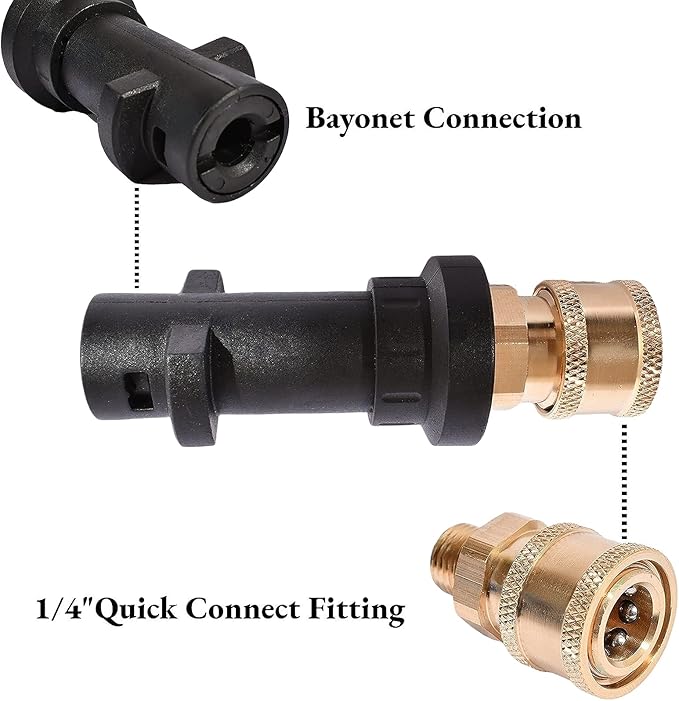 Pressure Washer Gun Adapter 1/4'' Quick Connect Fitting Spray Nozzle Tips Sets Multiple Degrees Brass Female Pressure Washer Accessories Only Compatible Karcher K2, K3, K4, K5, K6, K7,Foam Gun Parts