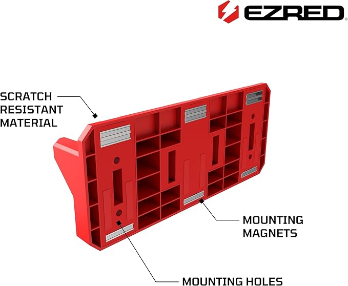 Magnetic 4 Slot Pry Bar Holder with Mounting Holes Non-Marring TPEE Low Profile Design Organization