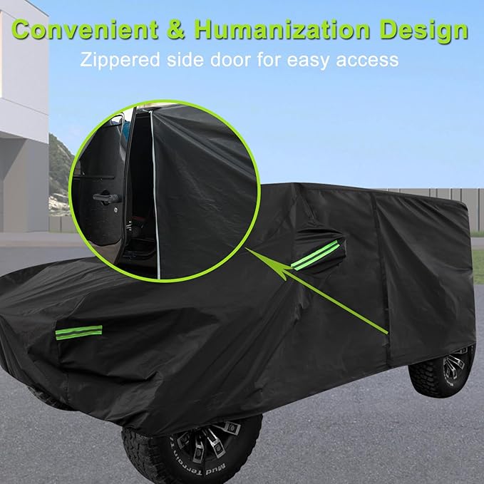 Waterproof Cover for Jeep Wrangler JK JL CJ YJ TJ 2 Door 1987-2026 Outdoor Sun Rain Wind Snow Protection Dustproof Covers with Driver Door Zipper Black