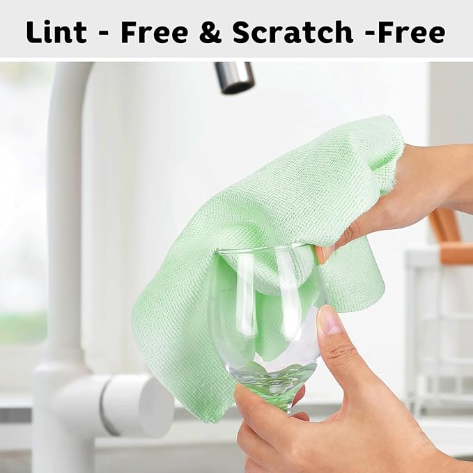 Matthew Microfiber Cleaning Cloth Roll 72Pack (12" x 12") Reusable Paper Towels&Washable Tear Away Towels,Ultra Water Absorbent Lint&Streak Free Cleaning Rags for Glass,Dishwash,Bathroom,Cars-Green