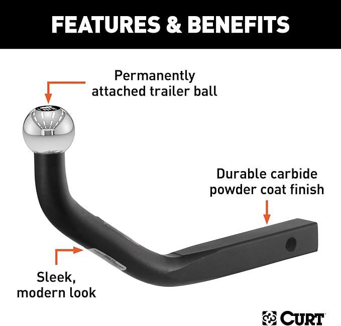 CURT Manufacturing 45591 1-1/4" Euro Ball Mount with 1-7/8" Ball