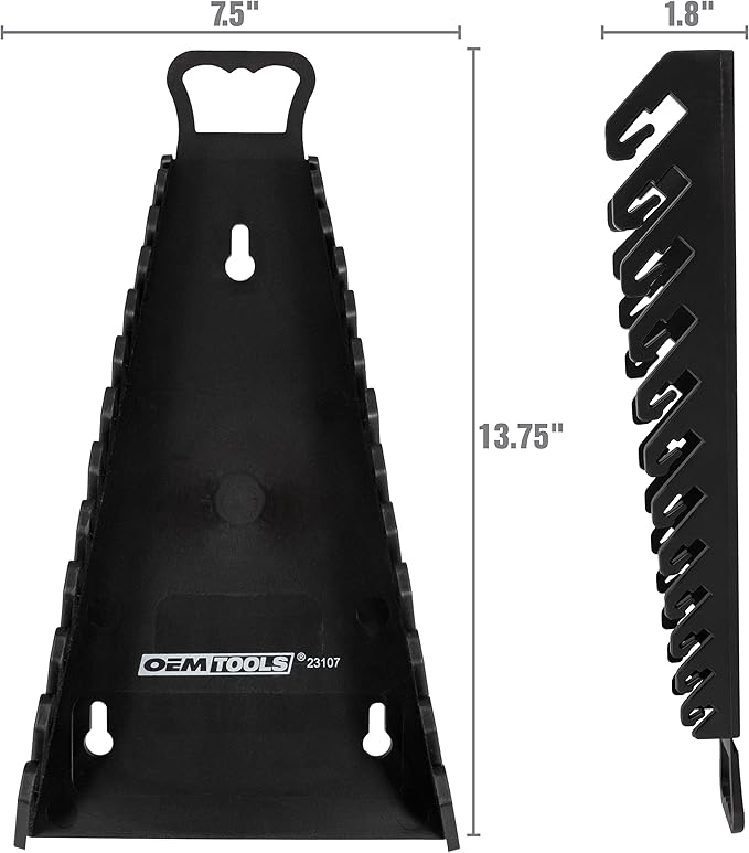OEMTOOLS 23107 Reverse Wrench Organizer With Handle, For Shop, Garage, Or Tool Box, Organizers And Storage for Convenient Carrying, Case For Wrenches Or Pegboard Tool Holder, 13.8 Inches, Black