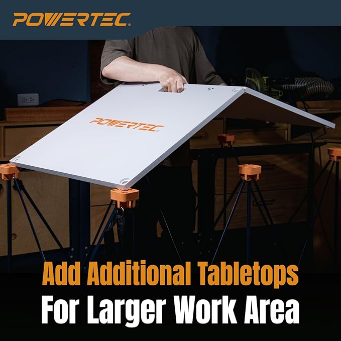POWERTEC Arachni-Flex 24" x 48" Waterproof PVC Foldable Workbench Tabletop – Portable Work Surface for Wet and Dry Applications with Quick-Insert Locks (72188)
