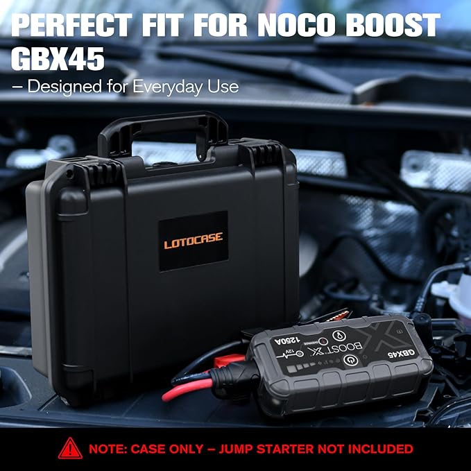 Case for NOCO Boost X GBX45 – Waterproof Hard Shell Carrying Case with Custom Pre-Cut Foam, Shockproof Protective Travel Box Compatible with NOCO Boost X GBX45 UltraSafe Jump Starter (Case Only)