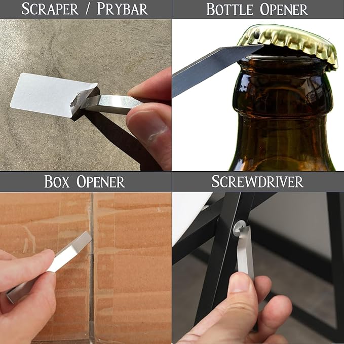 EDC Titanium Pry Bar 2 Pack - Heavy Duty Mini Keychain Prybar - Mighty Miniature Portable Multitool, Screwdriver, Bottle Opener, & Box Opener