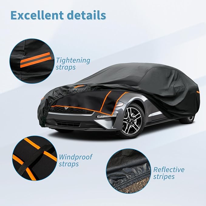 Kayme Hail Protector Car Cover, Anti Hail Multilayer Thickened Full Car Cover,Outdoor Waterproof All Weather Custom Fit Sedan Ford Mustang, Toyota Camry, Honda Accord, Chevrolet Corvette etc