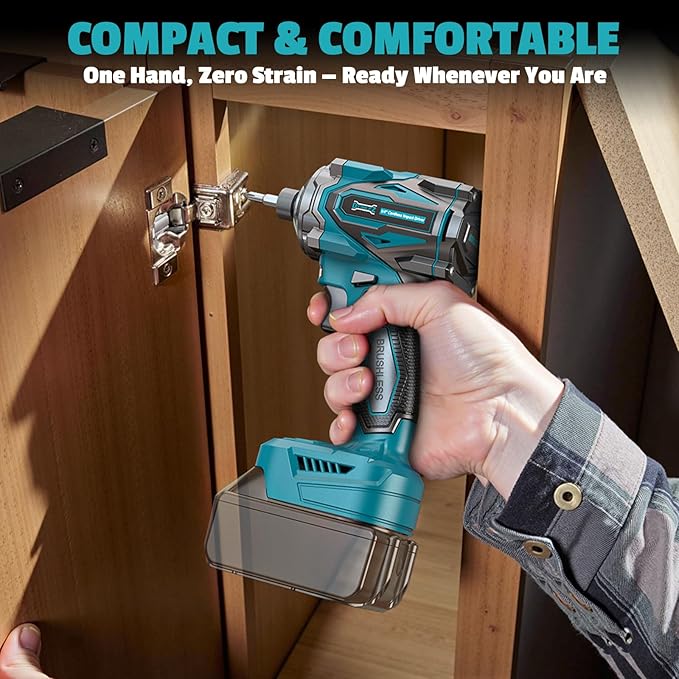 Cordless Impact Driver 1/4" Compatible with Makita 18V Battery (Bare Tool), 2800 In-lbs Brushless Impact Drill, 3900 RPM Compact Driver Tool for Home Projects, Auto-Stop & LED Light