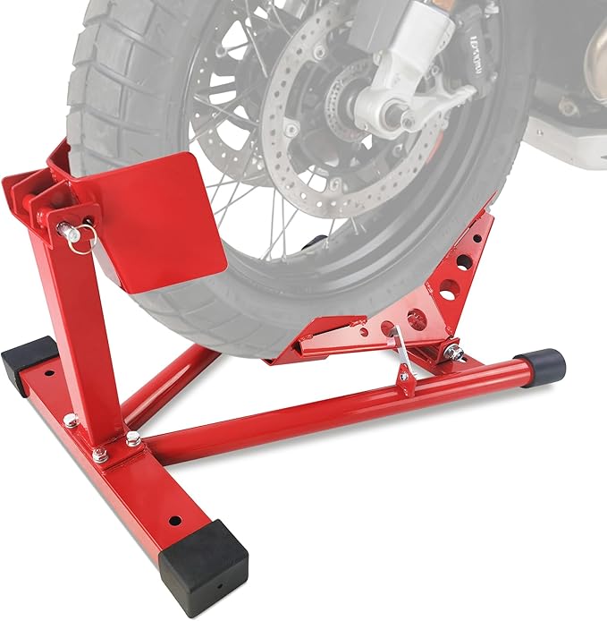 Garvee Universal Wheel Chock & Motorcycle Stand Heavy Duty 1500Lb Capacity Adjustable Motorcycle Wheel Chock 16''-21'' for Trailers, Cruiser, Sport and Dirt Bikes, Ideal Garage and Transport Solution