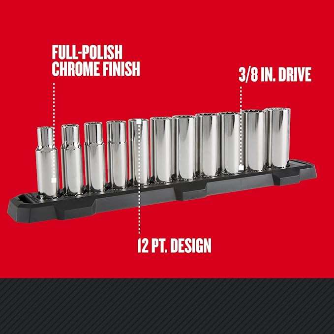 CRAFTSMAN Deep Socket Set, 1/2-Inch Drive, SAE, 12-Point, 11-Piece (CMMT12048)