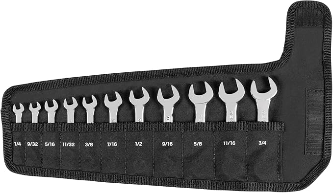 TEKTON Stubby Combination Wrench Set with Roll, 11-Piece (1/4-3/4 in.) | WCB94401