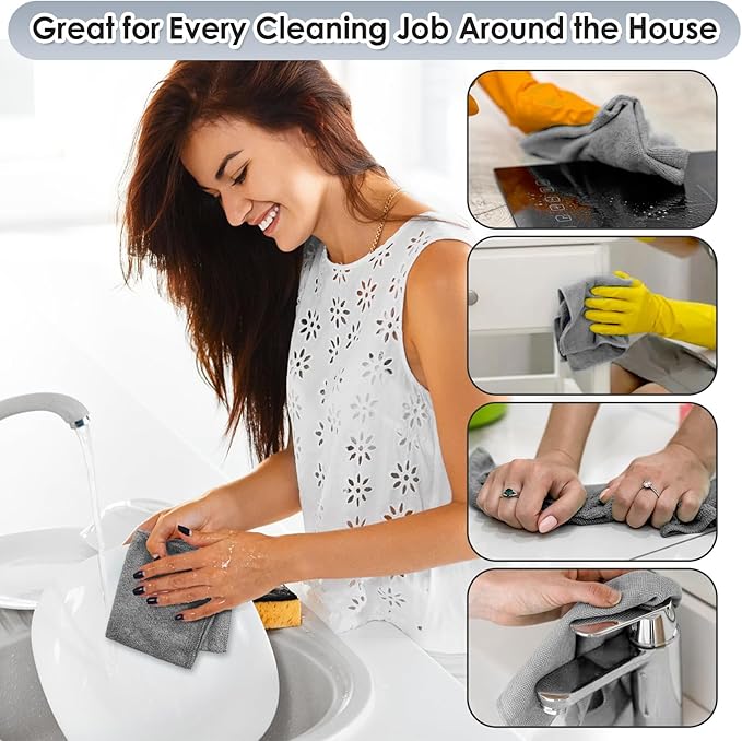 85 Pack Reusable Tear Away Microfiber Cleaning Cloth Roll, 10" x 10" Value Pack Kitchen Towels Washable Cleaning Rag Towels Multi-Purpose Microfiber Dish Cloths for Auto, House, Garage, Kitchen