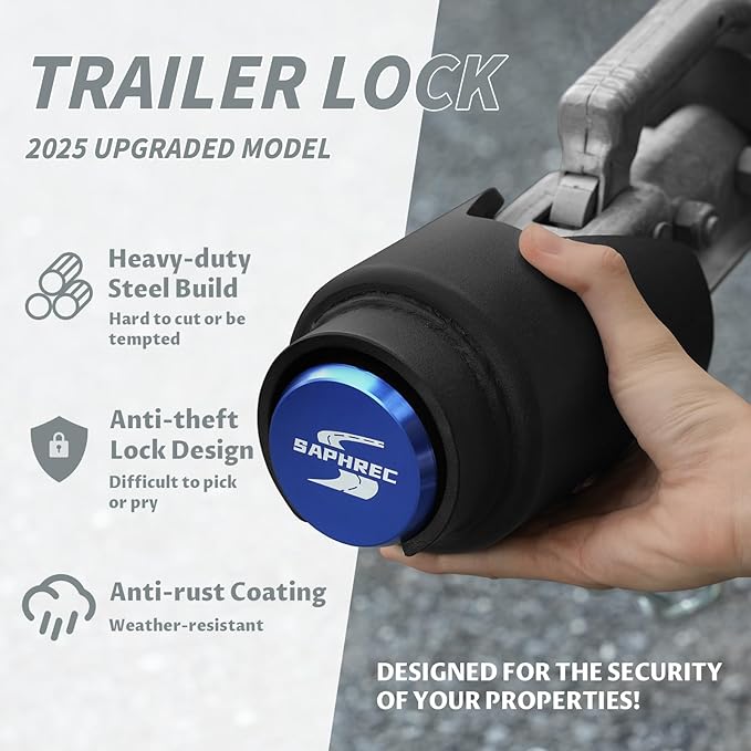 Upgraded Trailer Lock, Fits 2 Inch Coupler Heavy Duty Anti-Theft Trailer Hitch Lock, Accessories for RV/Boat/Trailer Model 2025