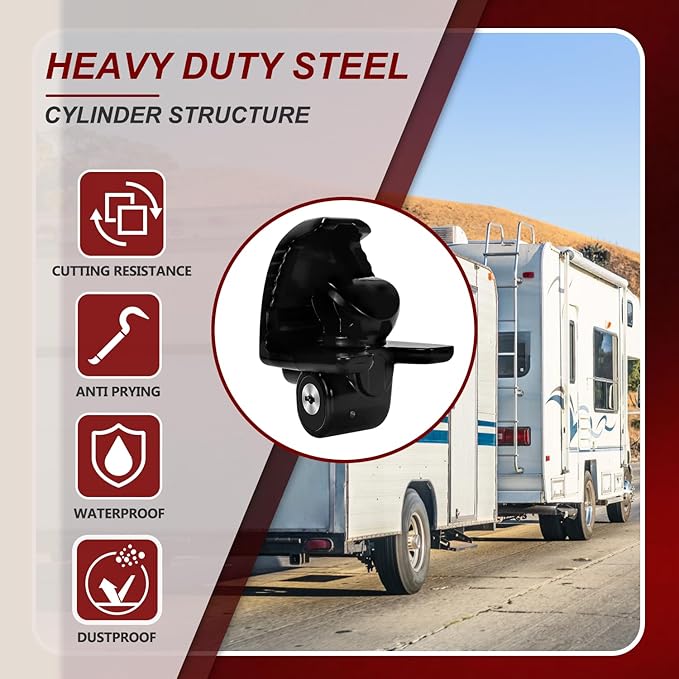 Cenipar Trailer Hitch Lock Universal Size Fit 1-7/8", 2", and 2-5/16" Couplers, Heavy Duty Steel, for Vehicles, Trailers, and RVs(Black)