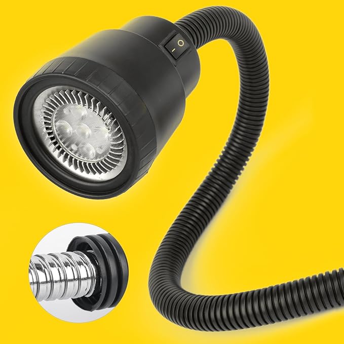Led Work Light, 9W Machine Lights, 1000 Lumens Flexible Work Lamp for Lathe Milling Machine Drill Press, Aluminum Alloy Light Head (Plastic Head)