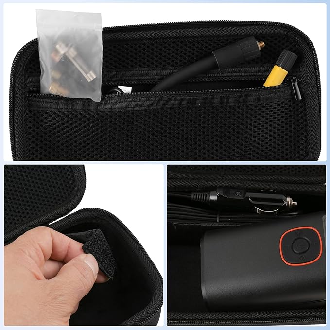 Portable Air Compressor Storage Box - Universal Case Compatible with MODARI/Skight/LOLSSA/Teffim/Hafuloky/Frarome/ILTIDE Tire Inflators, Car Air Pump Organizer for Air Tubes & Accessories (Box Only)