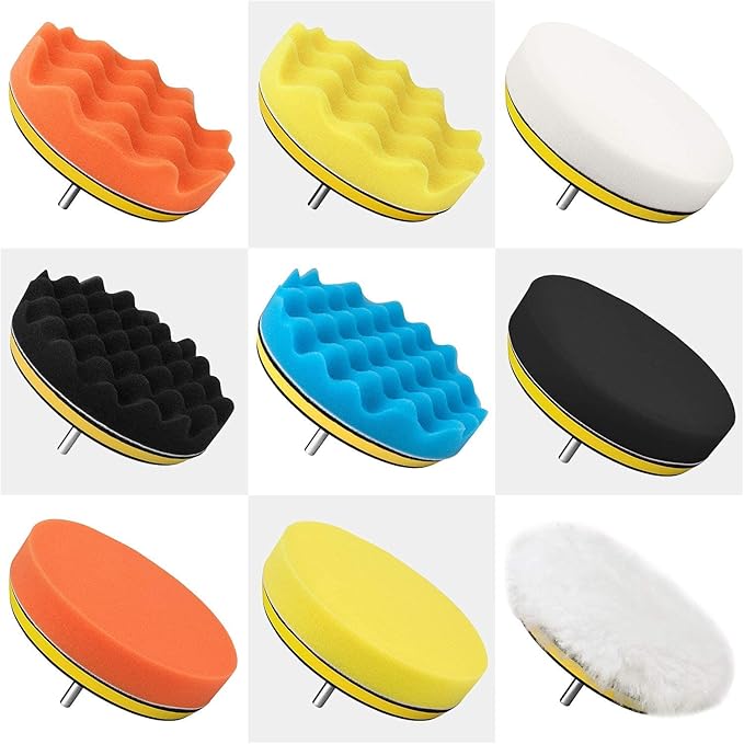 5 Inch Buffing and Polishing Pad Kit 11 PCS with Drill Adapter