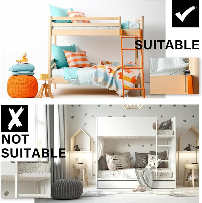 4 Set Angled Bunk Bed Ladder Hooks PVC Adjustable Coated Stainless Steel Iron Bunk Bed Ladder Hooks Brackets Heavy Duty RV Utility Hook Hanger J Hooks Metal with Mounting Screws