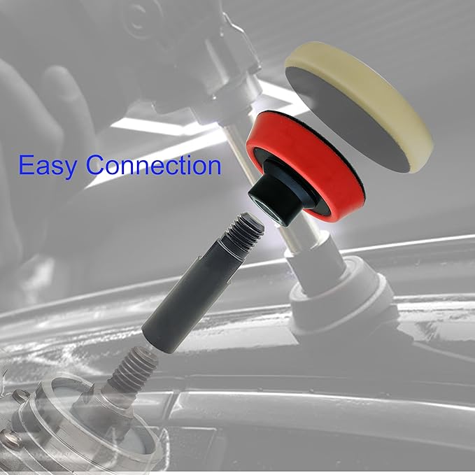 5/8"-11 Thread Angle Grinder Extension Shaft Buffer Backing Plate,3" 4" & 5.5" Connecting Rod with 1" 2" & 3" Polishing Pad Airway Buffer Extender for Angle Grinder and Car Polisher (Black)