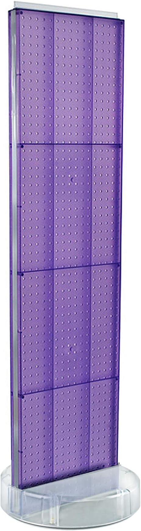 Azar Displays 700780 TWO-SIDED PEGBOARD FLOOR DISPLAY W/C-CHANNEL SIDES ON REVOLVING ROUND STUDIO BASE. PANEL SIZE: 16"W X 60"H, (Purple Fusion)