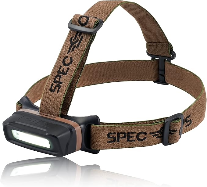 Spec Ops Tools Rechargeable LED Headlamp with Removable Light, 280 Lumens, Waterproof, Adjustable Headband, 2 Light Modes, 3% Donated to Veterans, Tan/Black