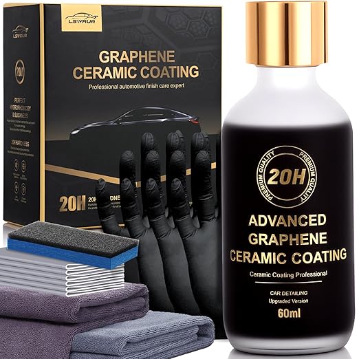 20H Advanced Graphene Ceramic Coating for Cars, Motorcycles & Boats - Self-Cleaning Effect, Ultra-High Gloss, Long-Term Protection (60mL) - Car Detailing Kit