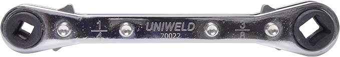 Uniweld 70022 Reversible Ratchet Wrench with DHVA Dual Hex Wrench Adaptor, Silver