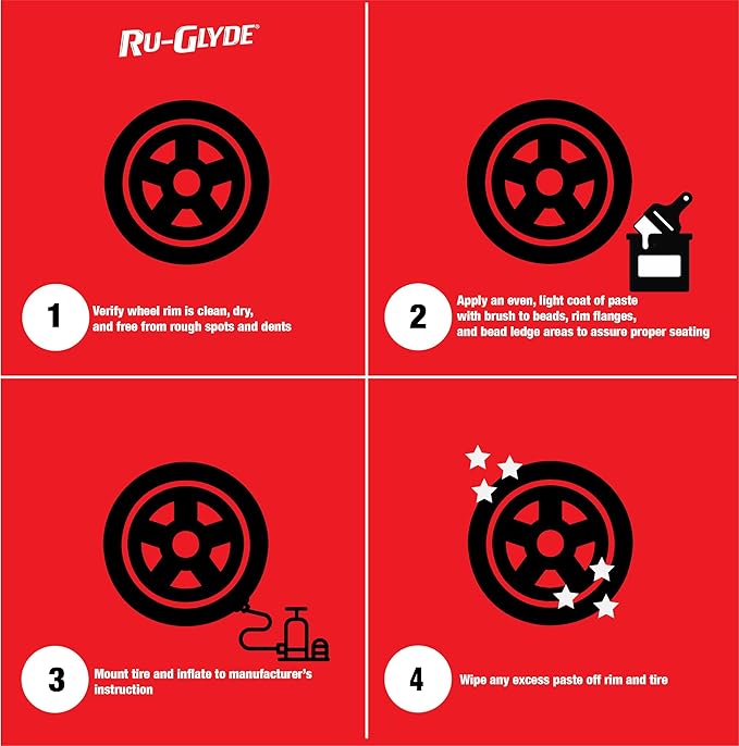 AGS Ru-Glyde Tire Mounting Paste - 8lb Pail - Premium Quality Tire Mounting Lubricant, Ensures Smooth, Efficient Tire Installation - Perfect for Automotive/Industrial Use - Prevents Rim/Tire Damage