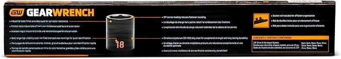 GEARWRENCH 12 Piece 3/8" Drive 6 Point Metric Hi-Viz Impact Socket Set | 84911H