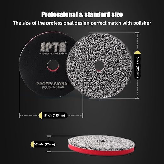 SPTA 5"(125MM) Microfiber Cutting Pads, 3PCS Soft Microfiber Wax Removal Pad, Detailing Wax Applicator Pad, for Waxing and Polishing&Scratch and Vortex Removal, Ultrafine Fiber