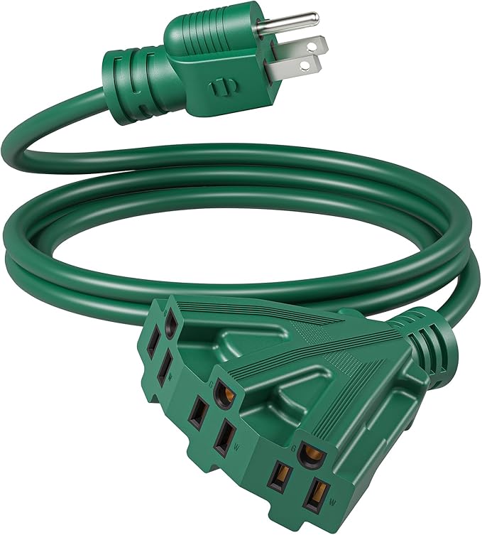 DEWENWILS 6FT Outdoor Extension Cord, Green Extension Cord 13A/1625W, Weatherproof 16/3 SJTW Power Cable with Multiple Outlet,Holiday Decor Landscaping String Lights, ETL Listed, 1 Pack