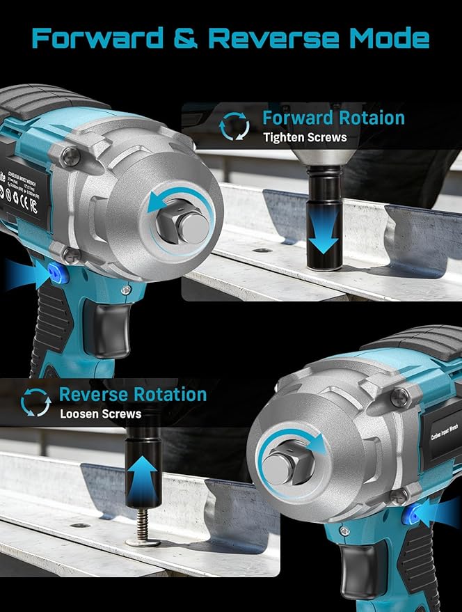 Seesii Cordless Impact Wrench 1/2 inch, High Torque 479 Ft-lbs(650Nm) Brushless Impact Gun,2500RPM w/2x4.0 Battery, 6 Sockets,8 Drill Bits, High Torque Power Impact Driver for Car Home,WH700