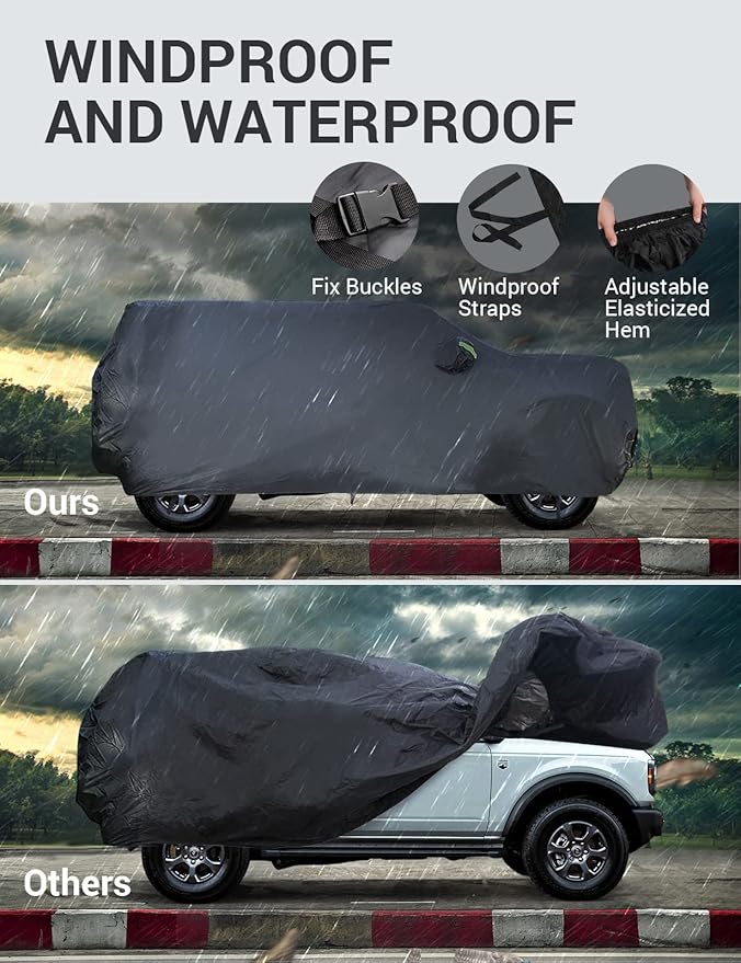 Proadsy Car Cover Compatible with Ford Bronco Sport 2021-2024 2025 2026 210T Windproof All Weather Waterproof Sun Rain UV Dust Snow Protection Outdoor Covers
