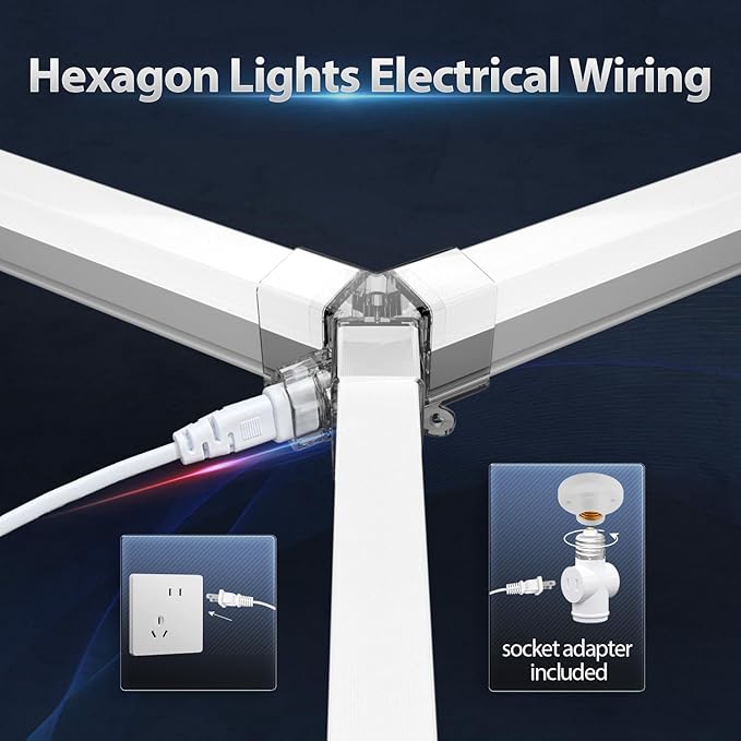 Hexagon Garage Lights: 1295W 185 Pack 50 Grids LED Garage Lights - Easy Install 6500K Super Bright Honeycomb Light for Warehouse, Car Detailing Shop, Exhibition Hall, Gym