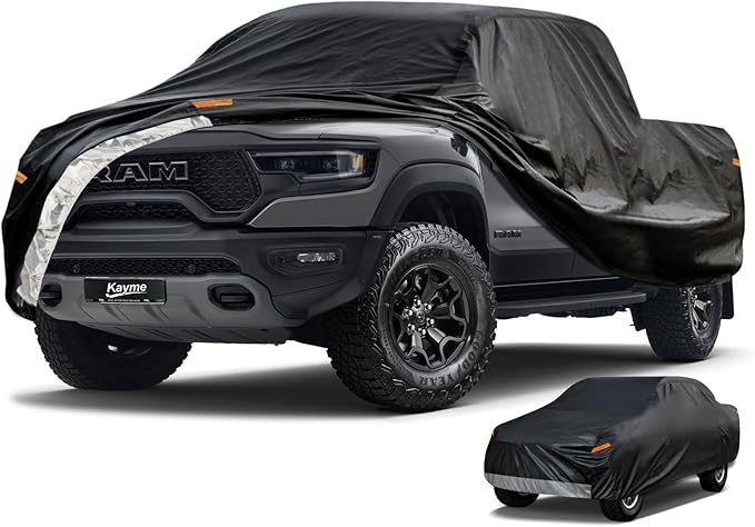 Kayme 7 Layers Truck Cover Waterproof All Weather, Heavy Duty Outdoor Pickup Cover Sun Uv Rain Protection, Universal Fit for Silverado, F-150 F-250 F-350, Nissan Titan etc.(Length Up to 239 inch)