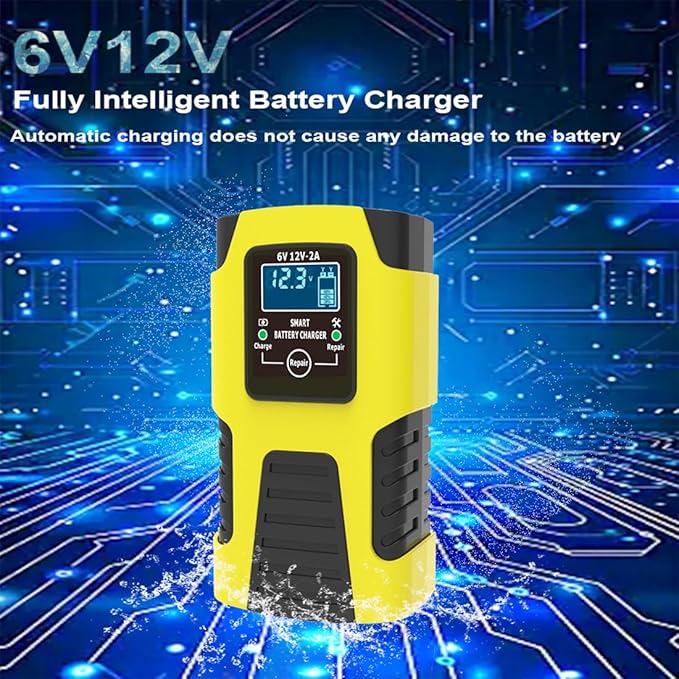 6V 12V Battery Charger Maintainer, 2-Amp Fully Automatic Smart Charger, Portable Trickle Charger,Car Battery Repair and Desulfator for Automotive,Boat,Motorcycle,Lawn Mower,RV,ATV,Toy Car
