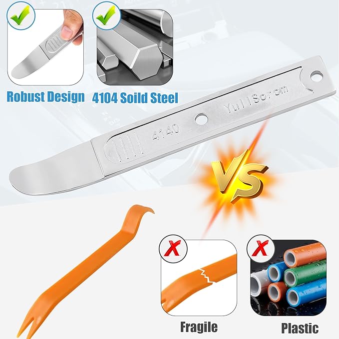 4140 Pry Tool,Pry Bar Trim Removal Tool,Pocket Pry Bar,Automotive Trim Removal Tool Kit,Aircraft Trim Removal Pry Tool,Interior and Exterior Trim Removal Kit for Planes