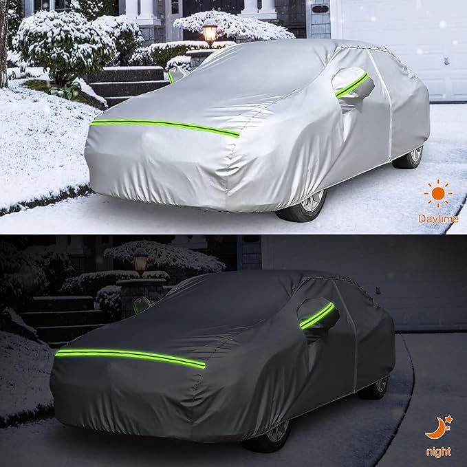 Waterproof Car Covers Replace for 2007-2025 Toyota Camry, 6 Layers Silver All Weather Custom-fit Car Cover with Zipper Door & Windproof Bands for Snow Rain Dust Hail Protection