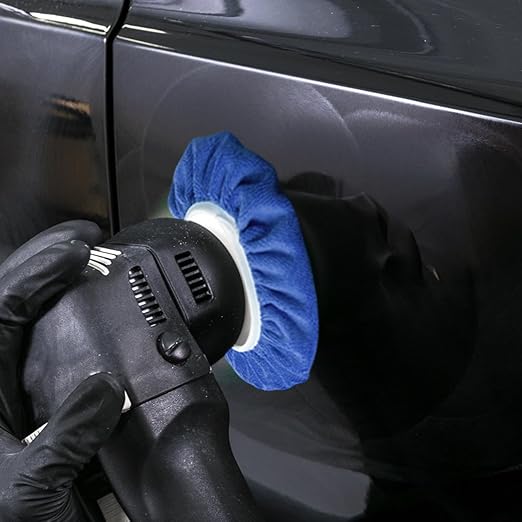 6 PCS Car Polishing Bonnet Buffing Pads - Soft Microfiber Buffing Pads Cover for 5" - 6" Car Polisher - Blue