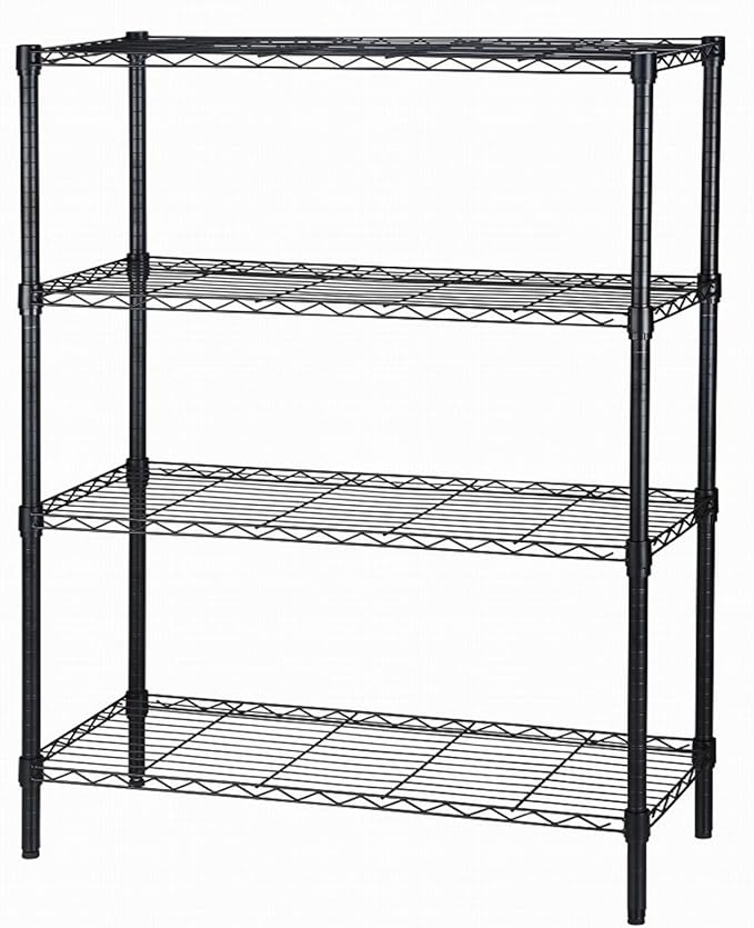 Standing Shelving Units, 36" W x 14" D x 59" H Metal Storage Shelves, Adjustable Carbon Steel Wire Shelving Rack Display Shelf for Garage Bathroom Kitchen Home Office (4-Tiers, Black)