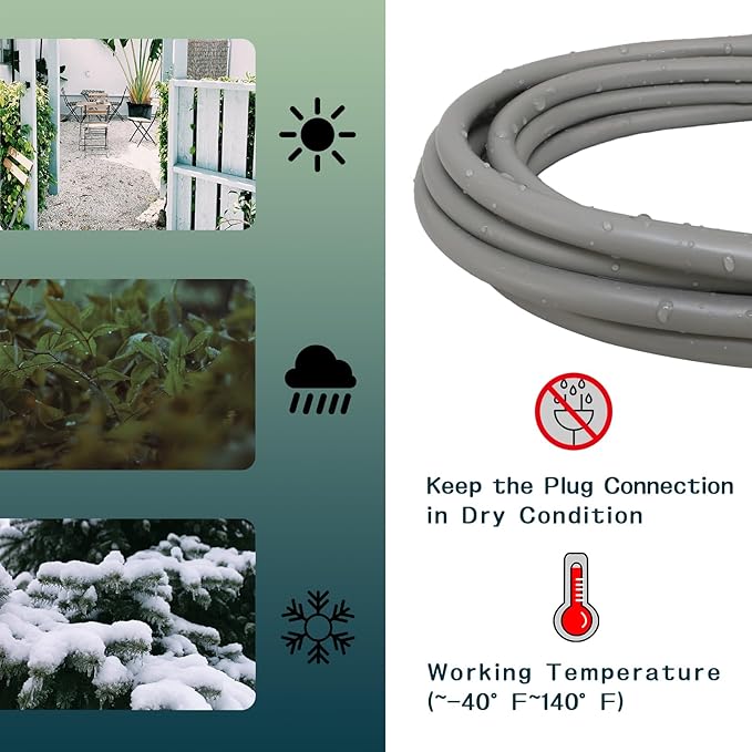 Indoor Outdoor Extension Cord 6 FT, 16/3 SJTW Weatherproof White Electrical Cords, 13 AMP Heavy Duty 3 Prong Power Cable Great for Garden, Landscaping & Holiday Decorations, 2 Pack