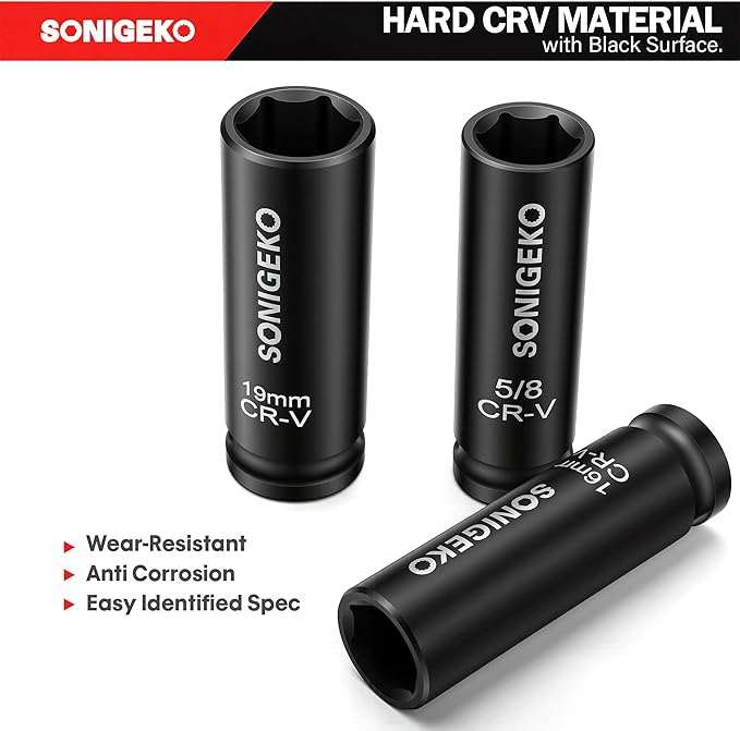 30-Piece 1/2" Drive Impact Socket Set - 6 Point Deep SAE & Metric CR-V Steel Sockets with 3", 5"Extension Bar,Ratchet Wrench,and Bit Adapter(1/2" 30 PCS Socket Set,Metric and SAE)