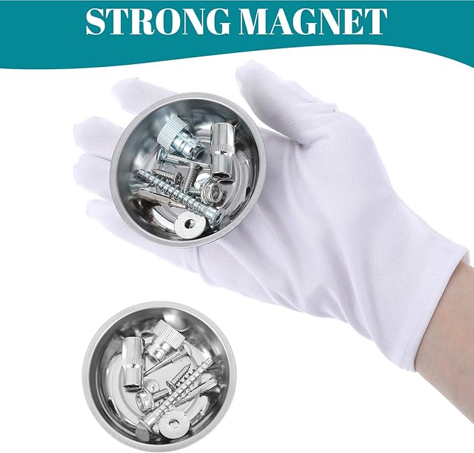 12 Pcs 3" Round Magnetic Bowl Trays Set, Round Magnetic Parts Bowl, Stainless Steel Magnet Tool Tray Parts Holder for Screws, Sockets, Bolts, Pins, Mechanic's and Automotive