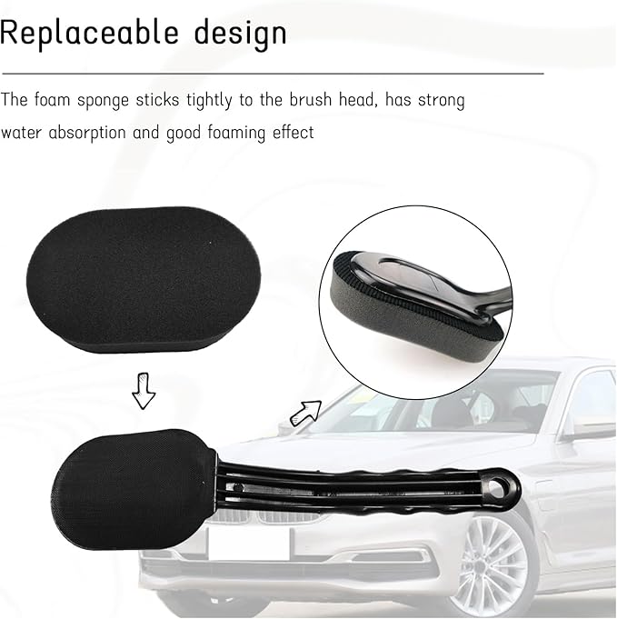 Tire Shine Applicator Brush, High-Density Sponge Tire Dressing Applicator Pad with Long Handle, Multipurpose Curved Auto Tire Detailing Tool, Vehicle Cleaning Waxing Accessory