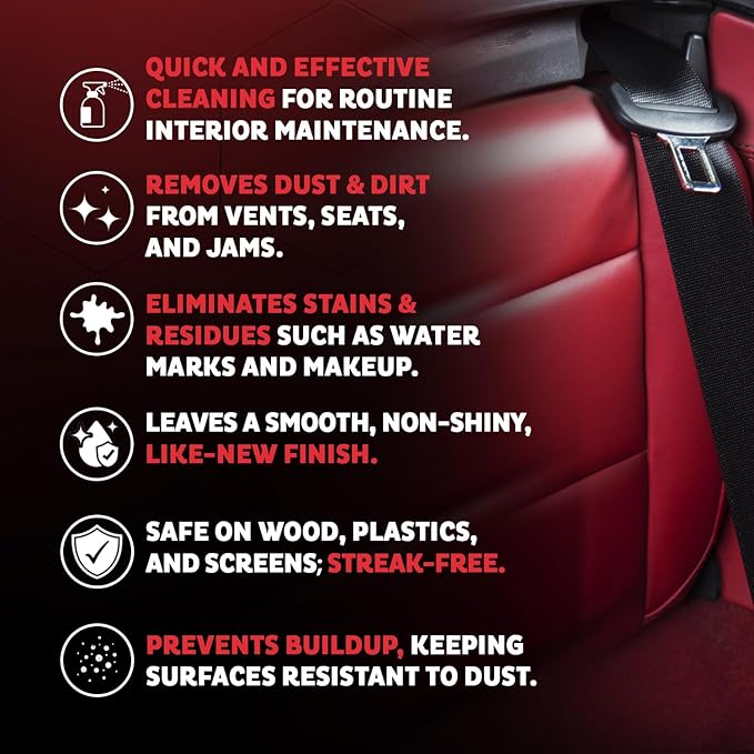 MAXL® Interior Car Cleaner Detailer Spray with NeverDust® Technology Formula (20oz, 6 Pack) - Repels Dust, Wipes Oil, Residue with Matte Finish for Leather, Dash, Trim & Screens - Safe on All Surfaces