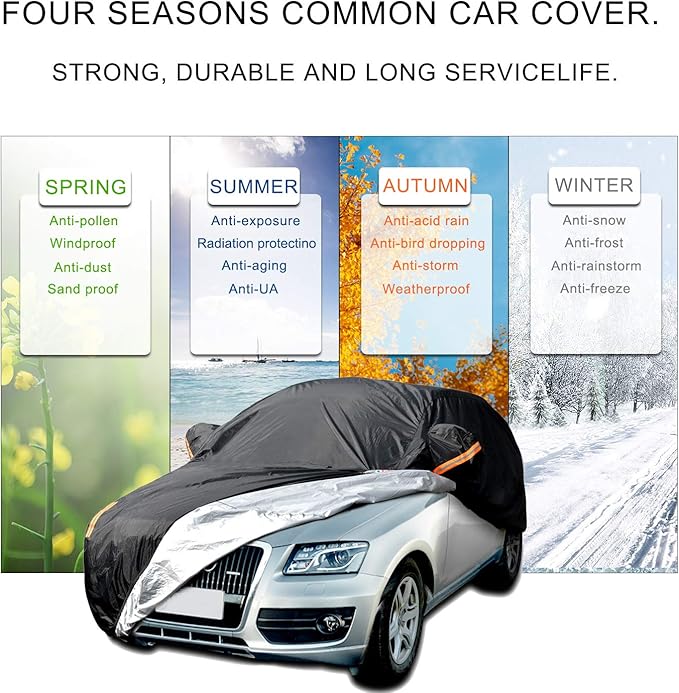 UV Protection Car Cover Windproof Dustproof Scratch Resistant Outdoor Universal Full Car Covers… (Fit SUV-Length ( 189-200 inch ))