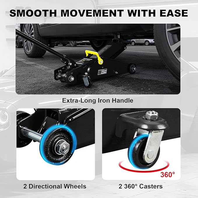 Torin T83006W Blackjack Hydraulic Trolley Service/Floor Jack (Fits: SUVs and Extended Height Trucks): 3 Ton (6,000 lb) Capacity, Black