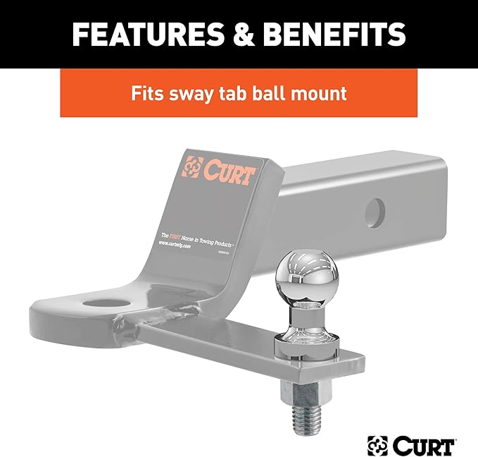 CURT 40093 Replacement Trailer Sway Control Ball, 1-1/4-Inch Diameter, 5/8 x 1-3/4-In Shank