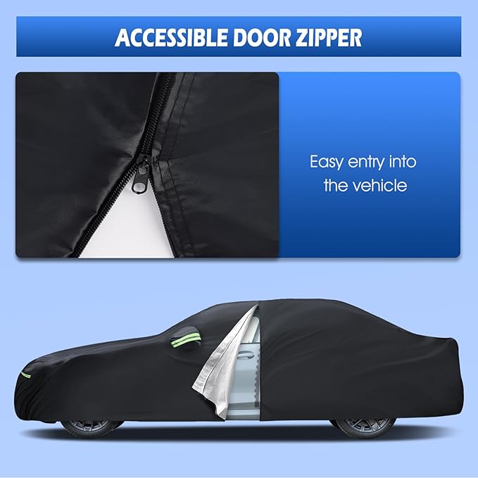 Migaven Car Cover Custom Fit for Toyota Corolla 2000-2025, Honda Civic 1991-2025, Waterproof Full Exterior Cover Rain Sun Protection with Door Zipper