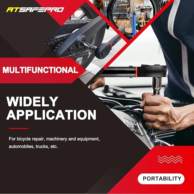 Torque Wrench Set,1/4 3/8 1/2-inch Drive Torque Wrench-20-240 in.lb,5-50 ft.lb,10-170 ft.lb,72-Tooth Dual Range Scales and Dual-Direction Adjustable Torque Wrench for Bike, Moto and Car Maintenance