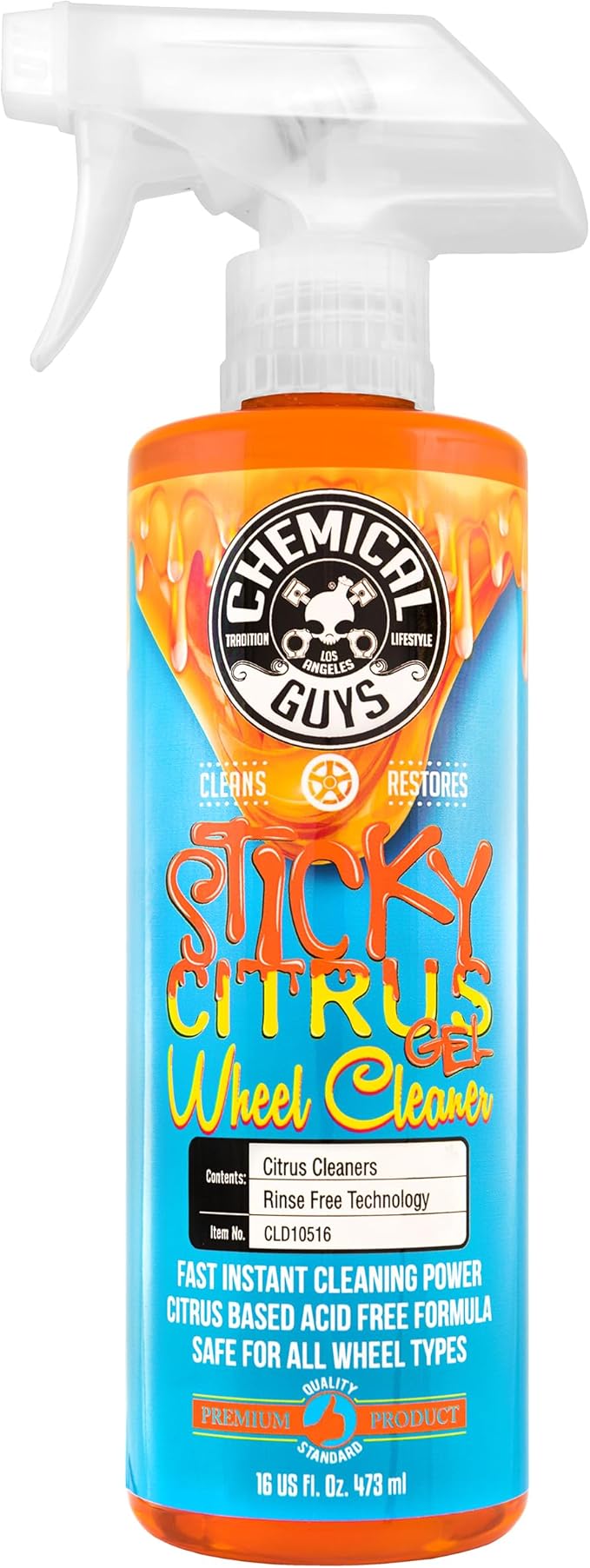 Chemical Guys CLD10516 Sticky Citrus Wheel Cleaner Gel, (Safe For All Wheel Types) Works on Cars, Trucks, SUVs, Motorcycles, RVs & More, 16 fl oz